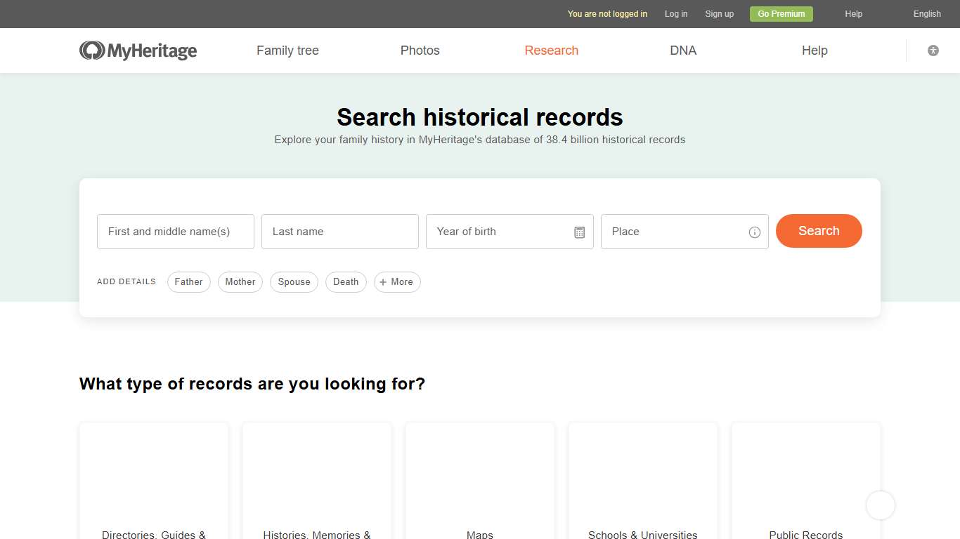 Search Historical Records for Free - MyHeritage